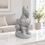 Dobermann sitzend Ornament - Silber gedruckt Wohnzimmer