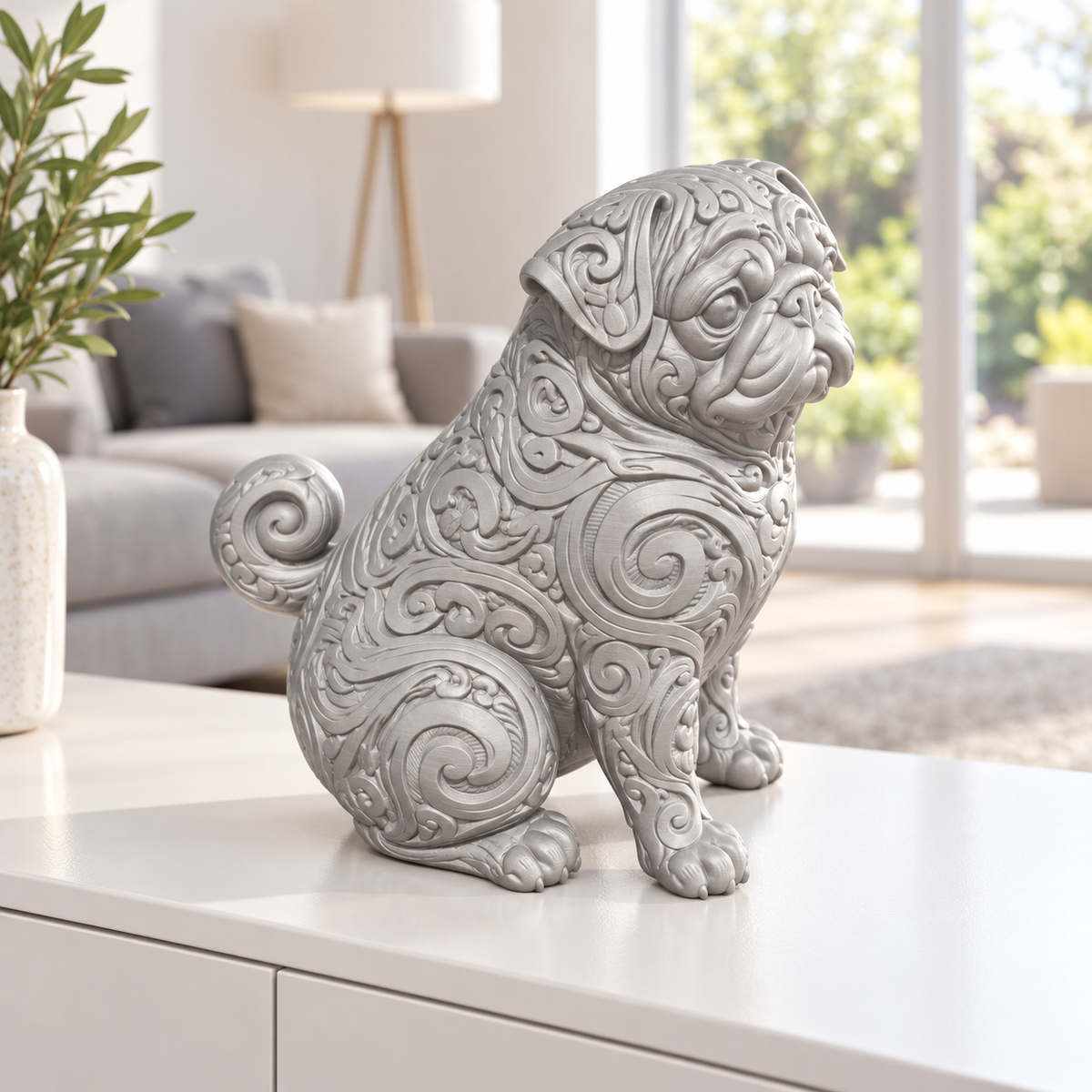 Mops Ornament - Silber gedruckt Wohnzimmer