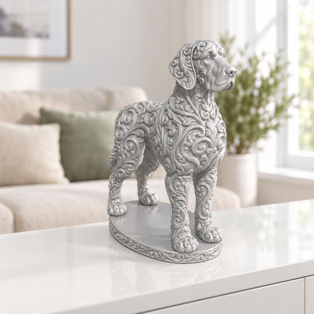 Deutsche Dogge Ornament - Silber gedruckt Wohnzimmer