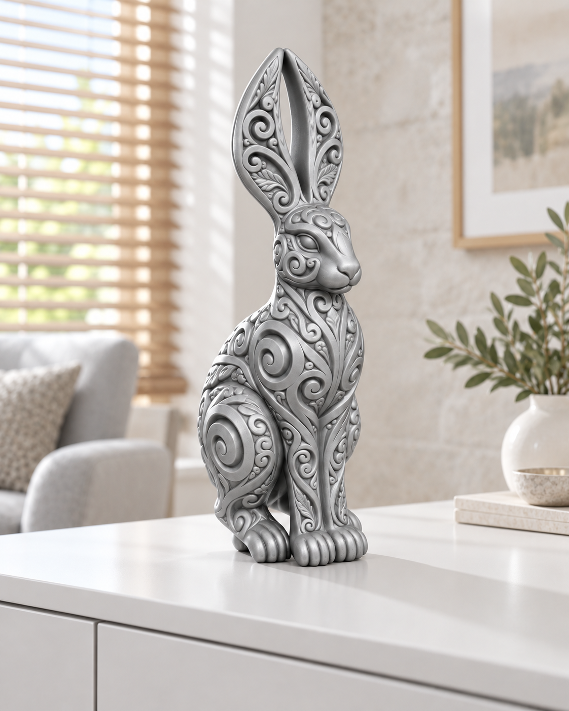 Hase Ornament - Silber gedruckt Wohnzimmer