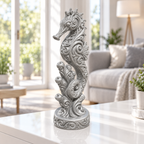 Seepferdchen mit Korallen Ornament - Silber gedruckt Wohnzimmer