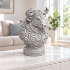 Stierbüste Ornament - Silber gedruckt Wohnzimmer