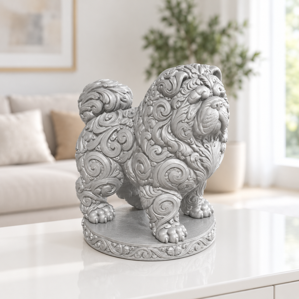 Chow Chow Ornament - Silber gedruckt Wohnzimmer