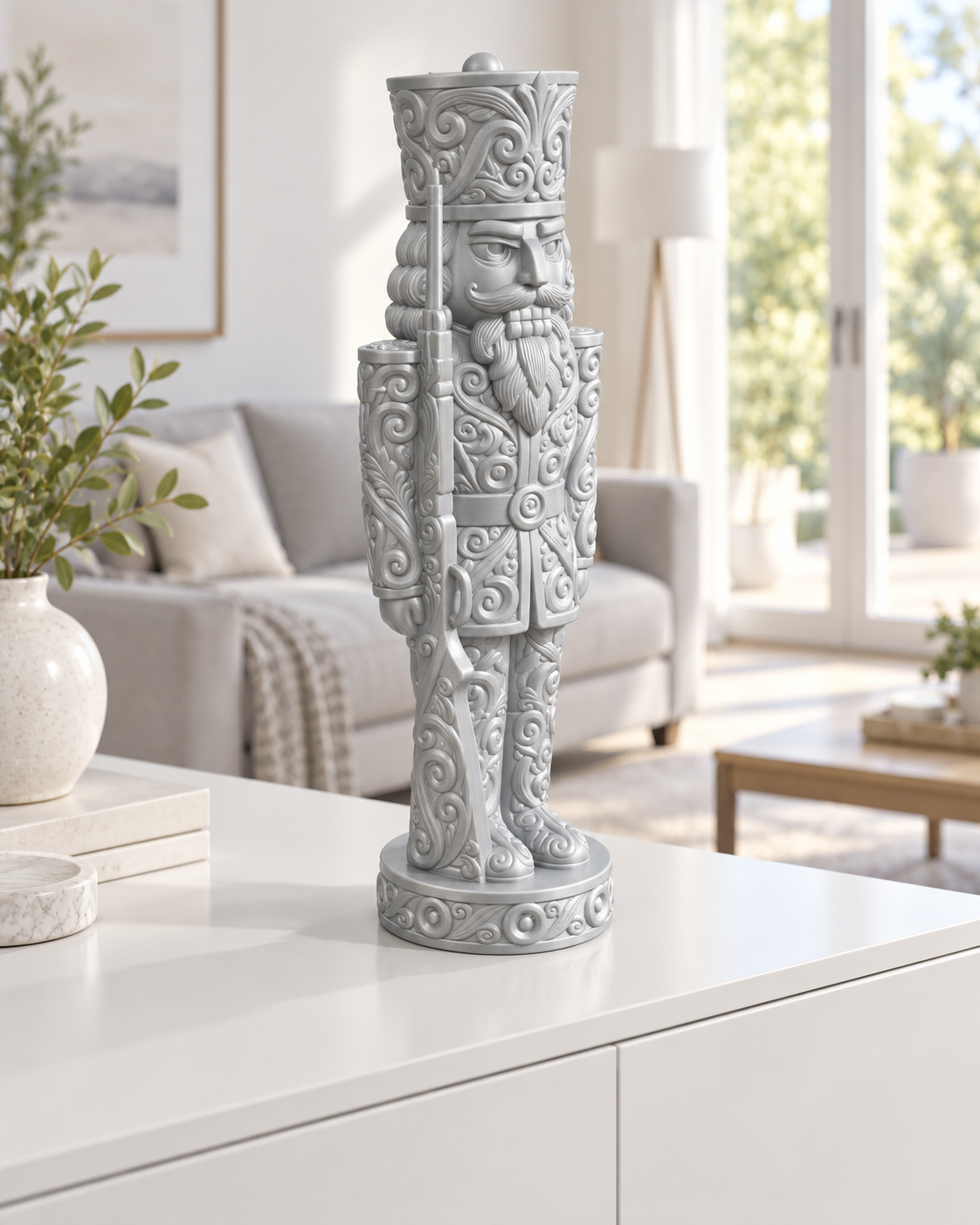 Nussknacker Soldat Ornament - Silber gedruckt Wohnzimmer