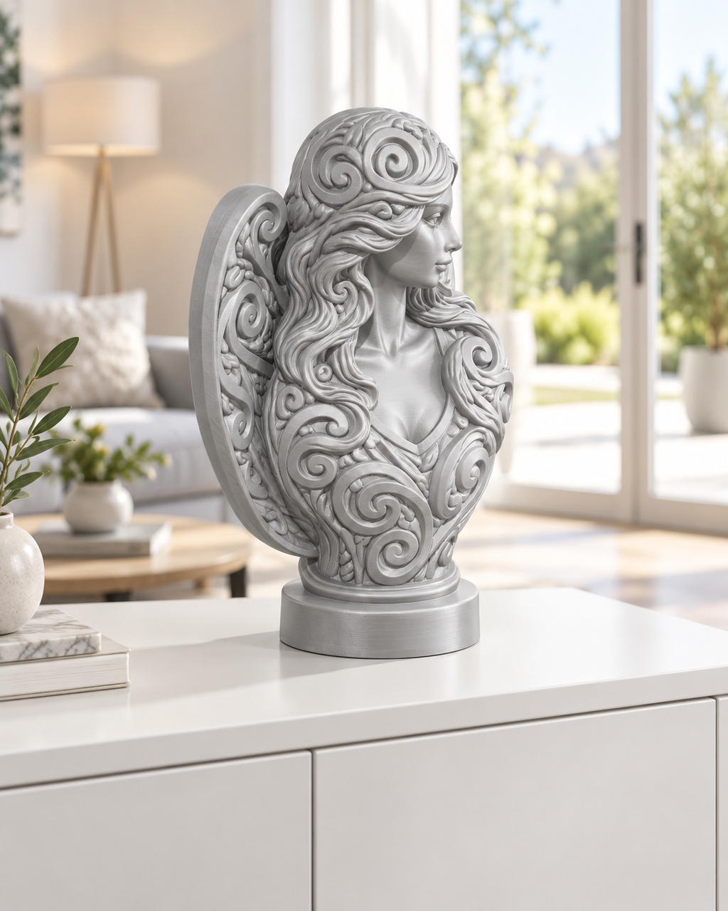 Engelbüste Ornament - Silber gedruckt Wohnzimmer