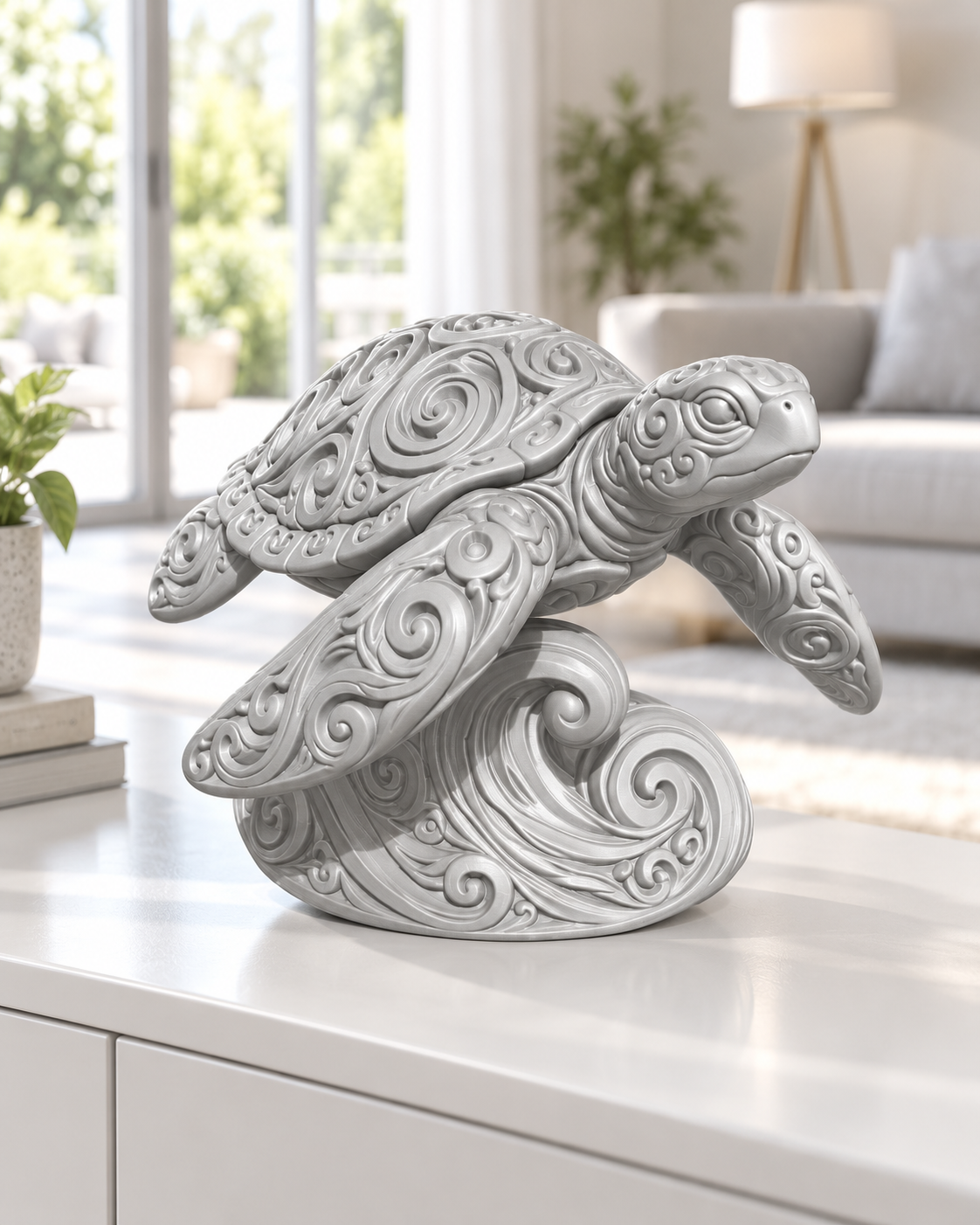 Meeresschildkröte Ornament - Silber gedruckt Wohnzimmer
