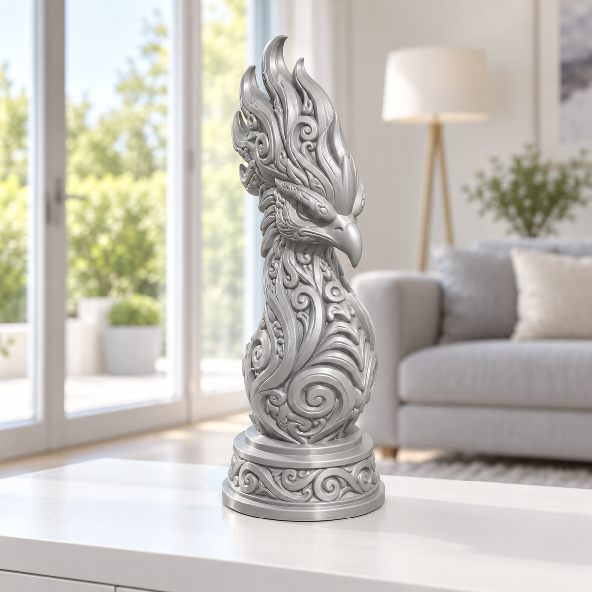 Phönixbüste Ornament - Silber gedruckt Wohnzimmer