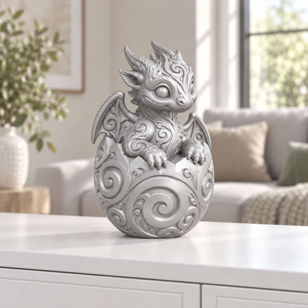 Babydrache Ornament - Silber gedruckt Wohnzimmer