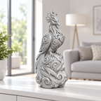 Sitzender Phönix Ornament - Silber gedruckt Wohnzimmer