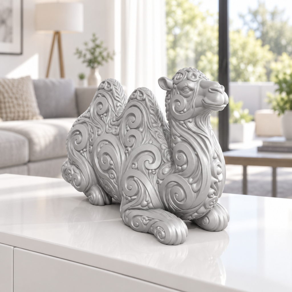 Ruhendes Kamel Ornament - Silber gedruckt Wohnzimmer
