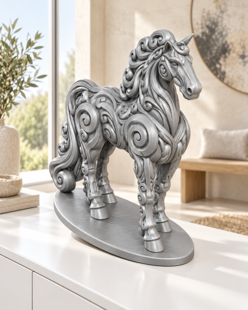 Pferd Ornament - Silber gedruckt Wohnzimmer