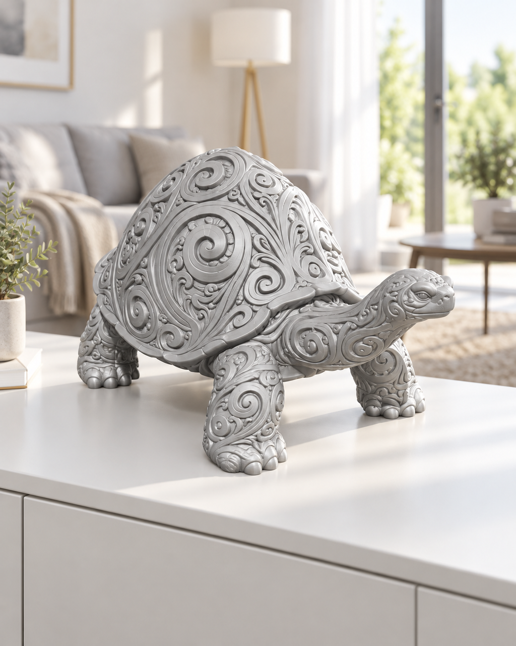 Riesenschildkröte Ornament - Silber gedruckt Wohnzimmer