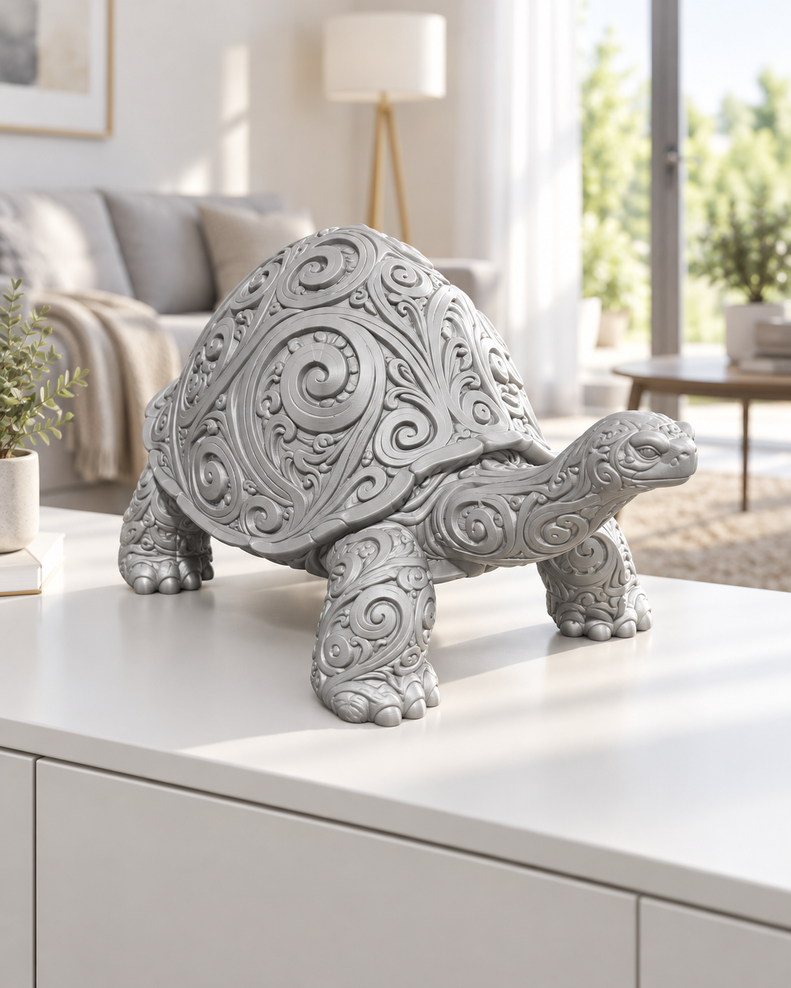 Riesenschildkröte Ornament - Silber gedruckt Wohnzimmer