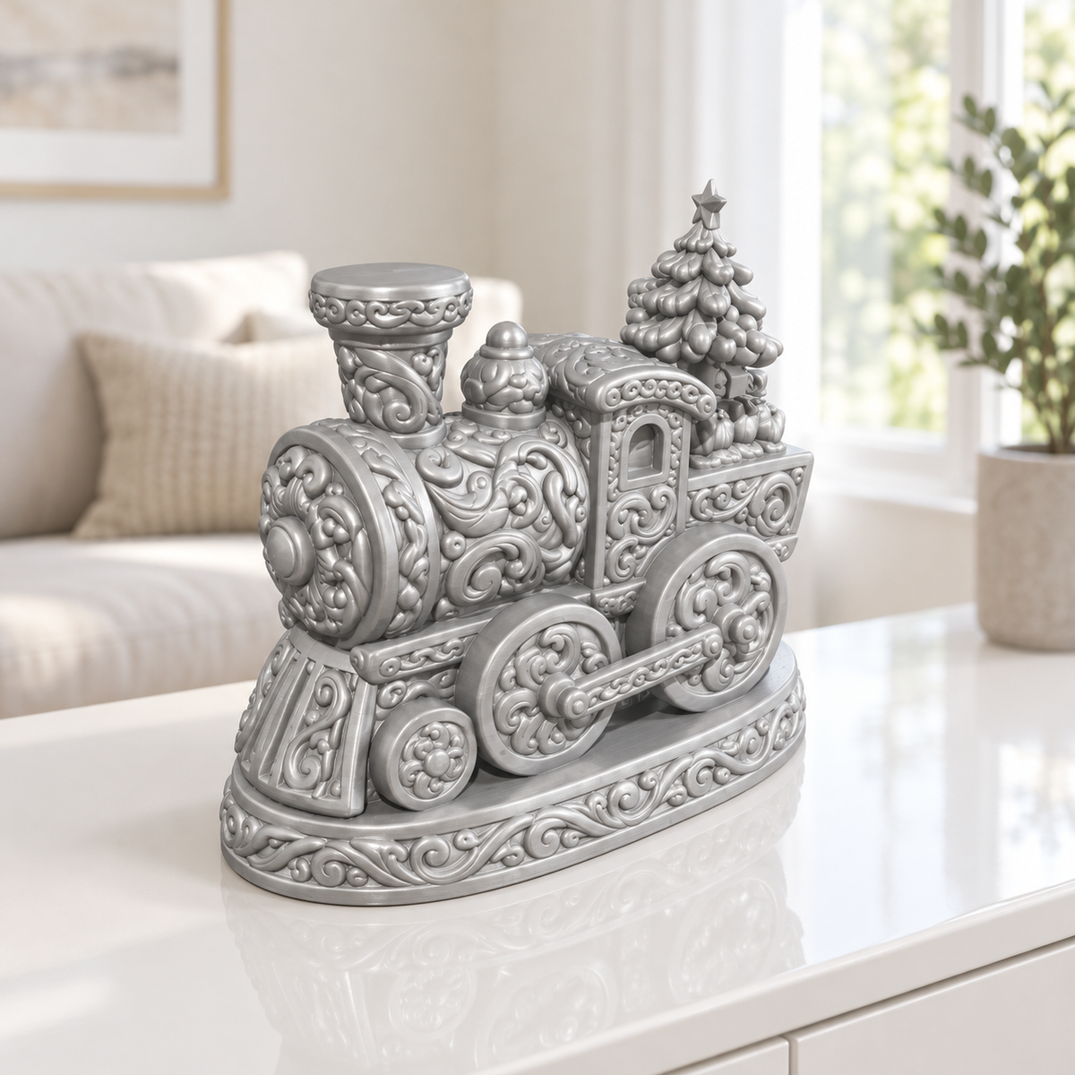 Weihnachtslok Ornament - Silber gedruckt Wohnzimmer