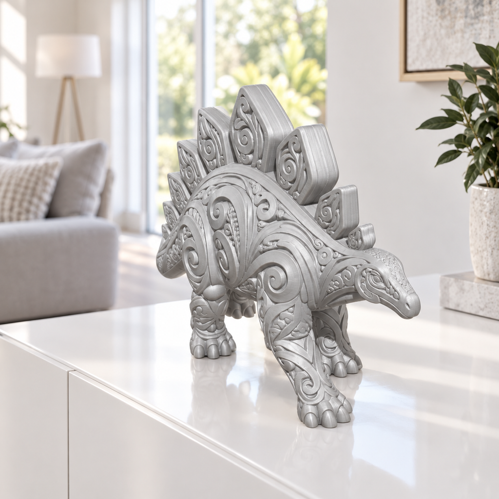 Stegosaurus Ornament - Silber gedruckt Wohnzimmer