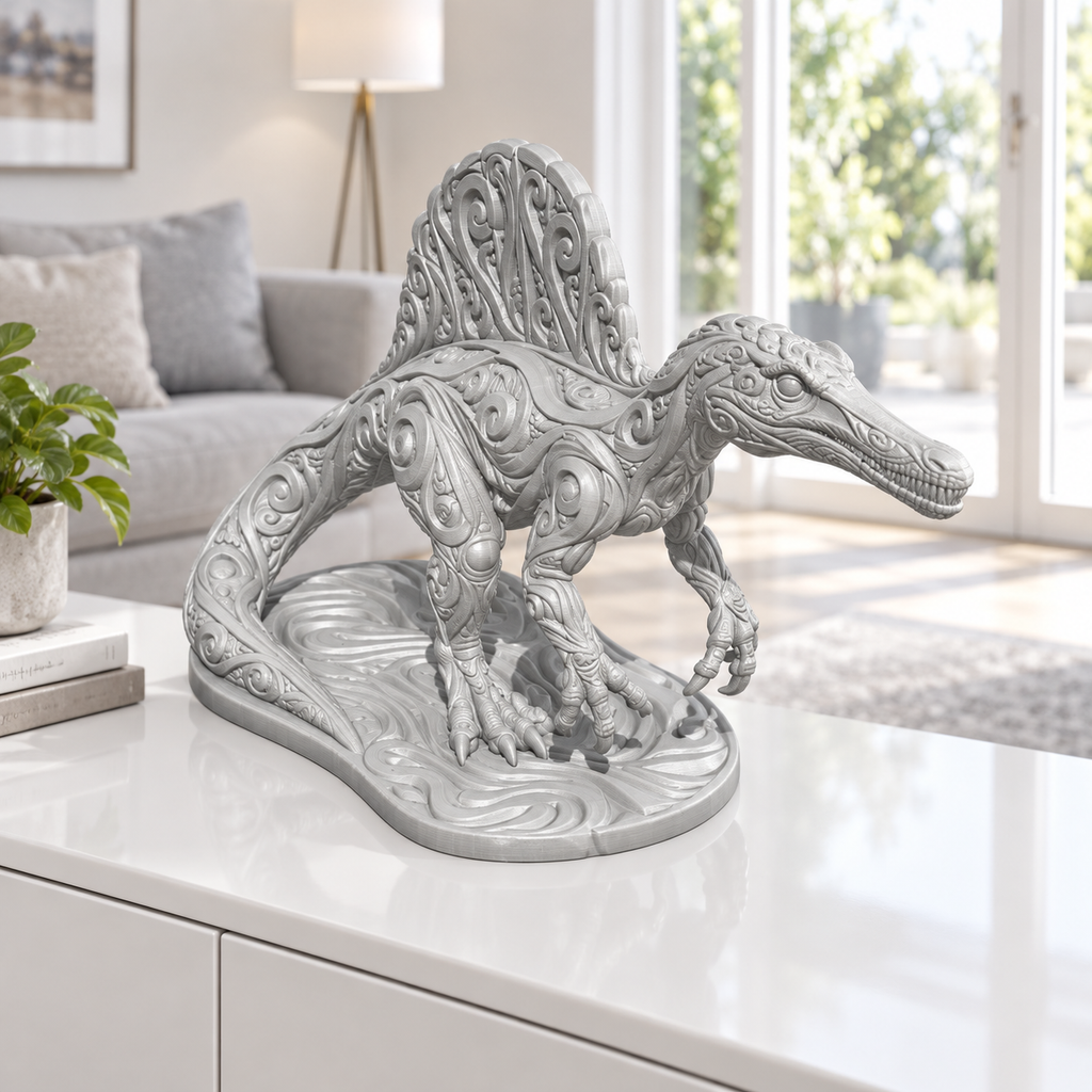 Spinosaurus Ornament - Silber gedruckt Wohnzimmer