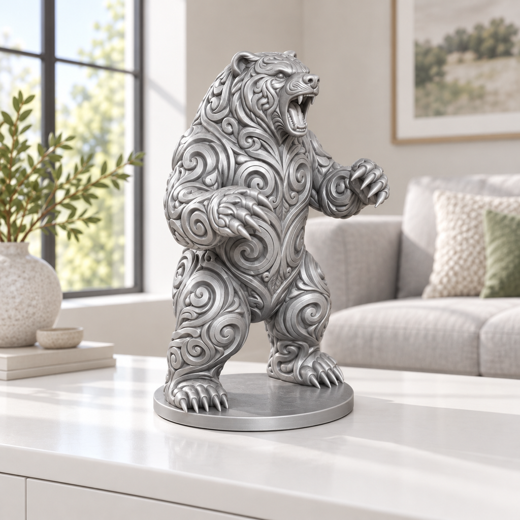 Grizzly Ornament - Silber gedruckt Wohnzimmer