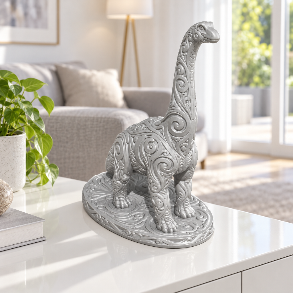 Brachiosaurus Ornament - Silber gedruckt Wohnzimmer