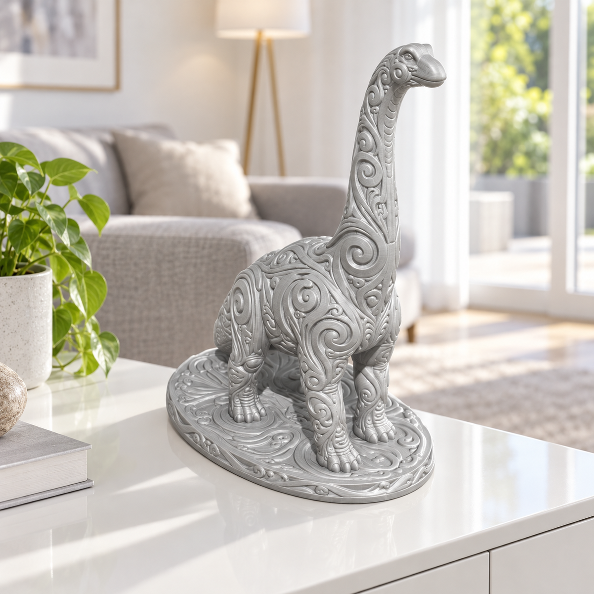 Brachiosaurus Ornament - Silber gedruckt Wohnzimmer