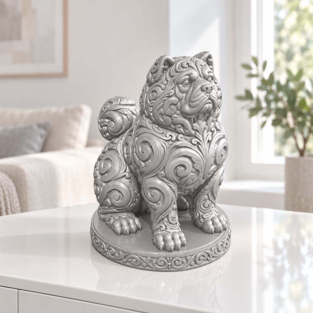 Akita Inu sitzend Ornament - Silber gedruckt Wohnzimmer