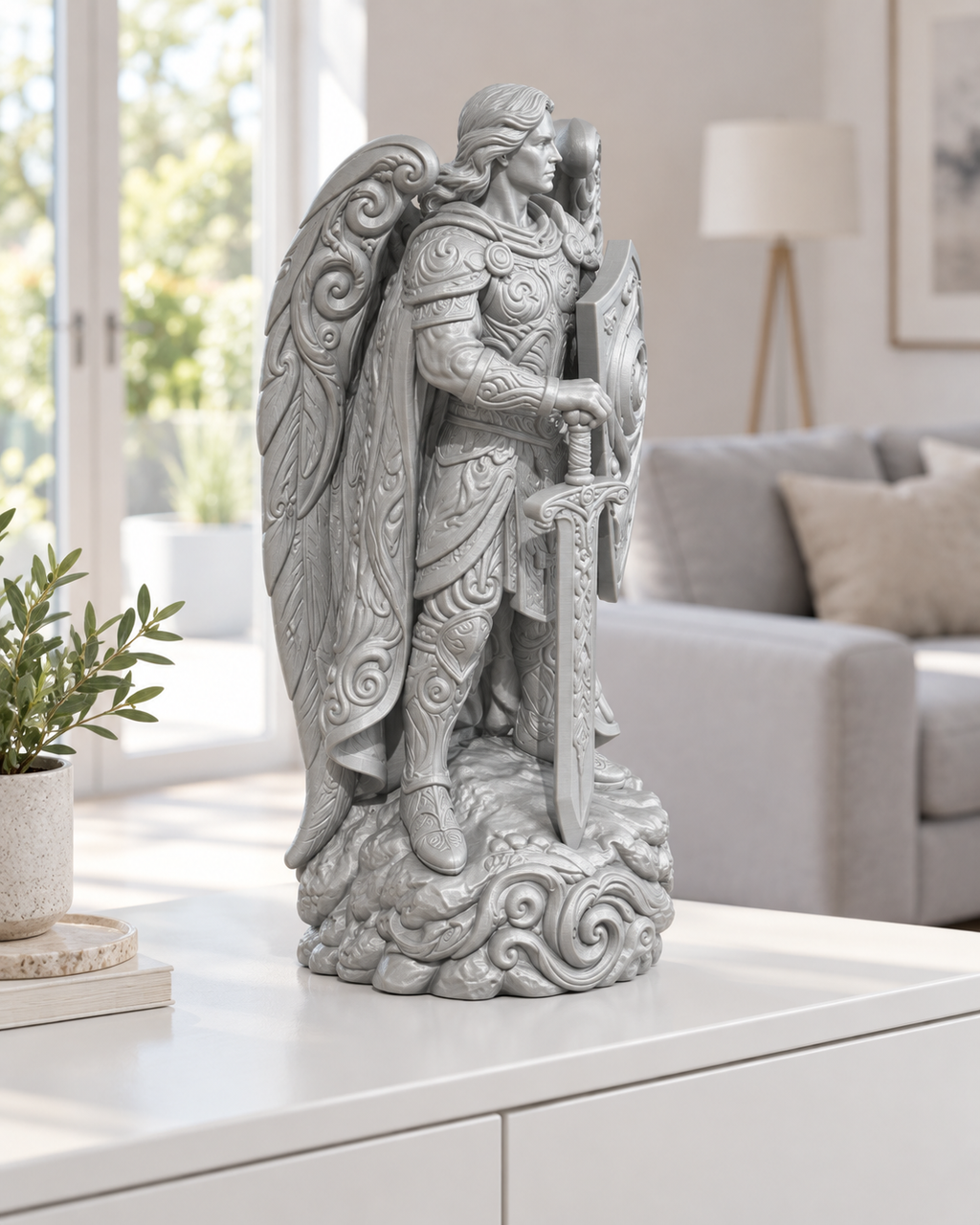 Erzengel Ornament - Silber gedruckt Wohnzimmer