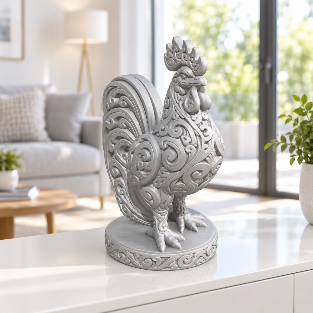 Hahn Ornament - Silber gedruckt Wohnzimmer