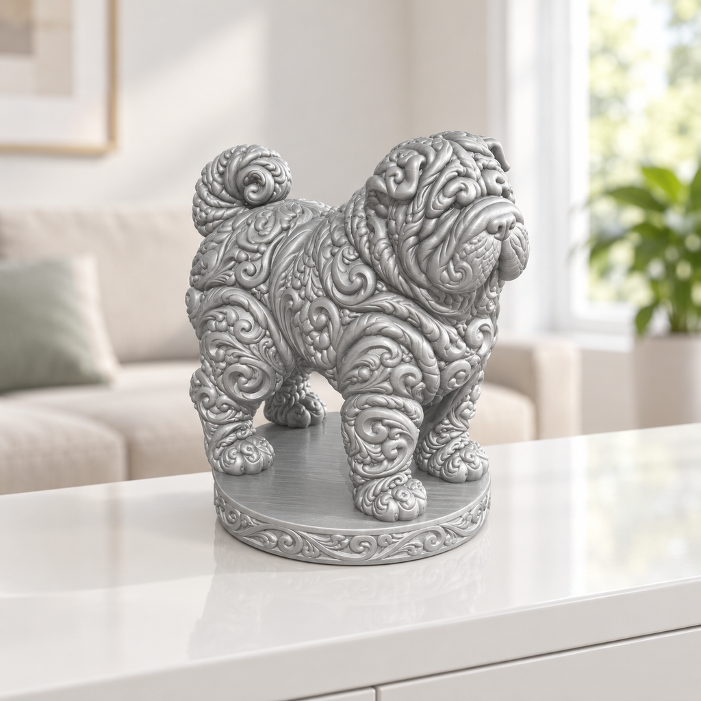 Shar Pei Ornament - Silber gedruckt Wohnzimmer