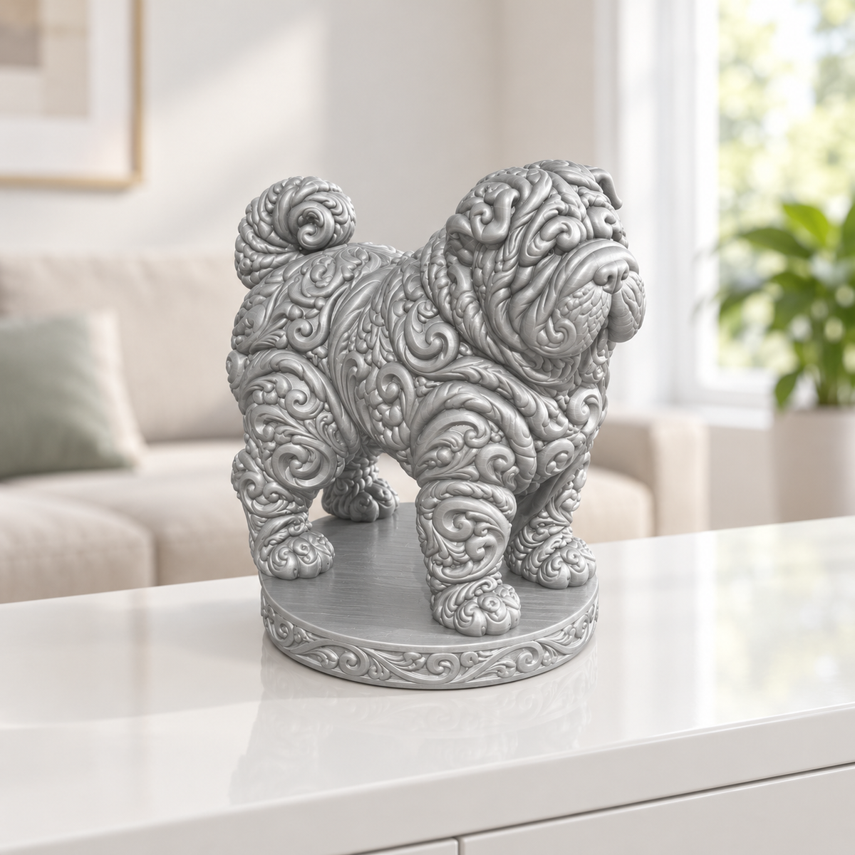 Shar Pei Ornament - Silber gedruckt Wohnzimmer