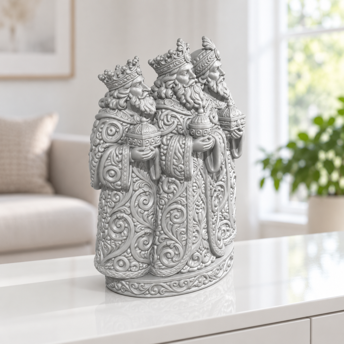 Drei Könige Ornament - Silber gedruckt Wohnzimmer