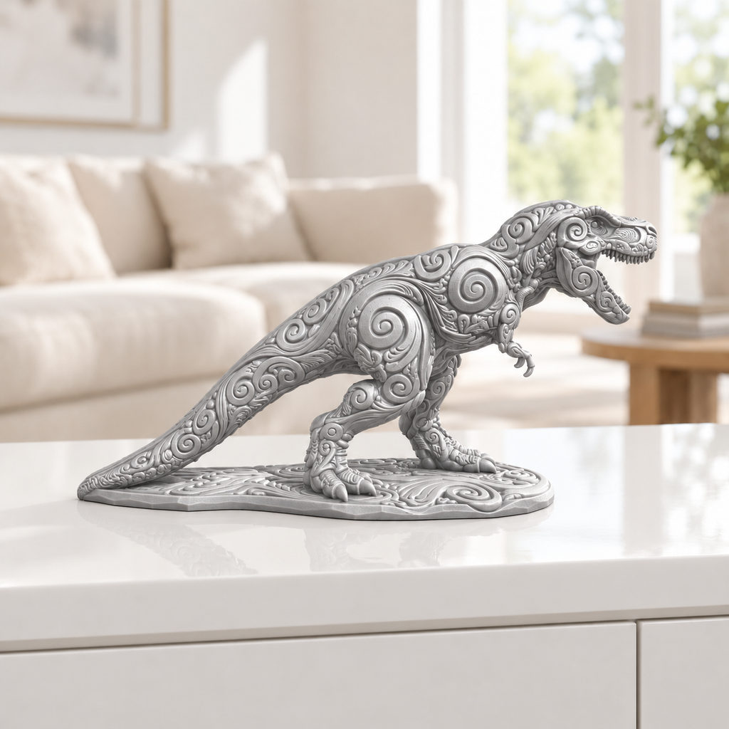 T-Rex Ornament - Silber gedruckt Wohnzimmer