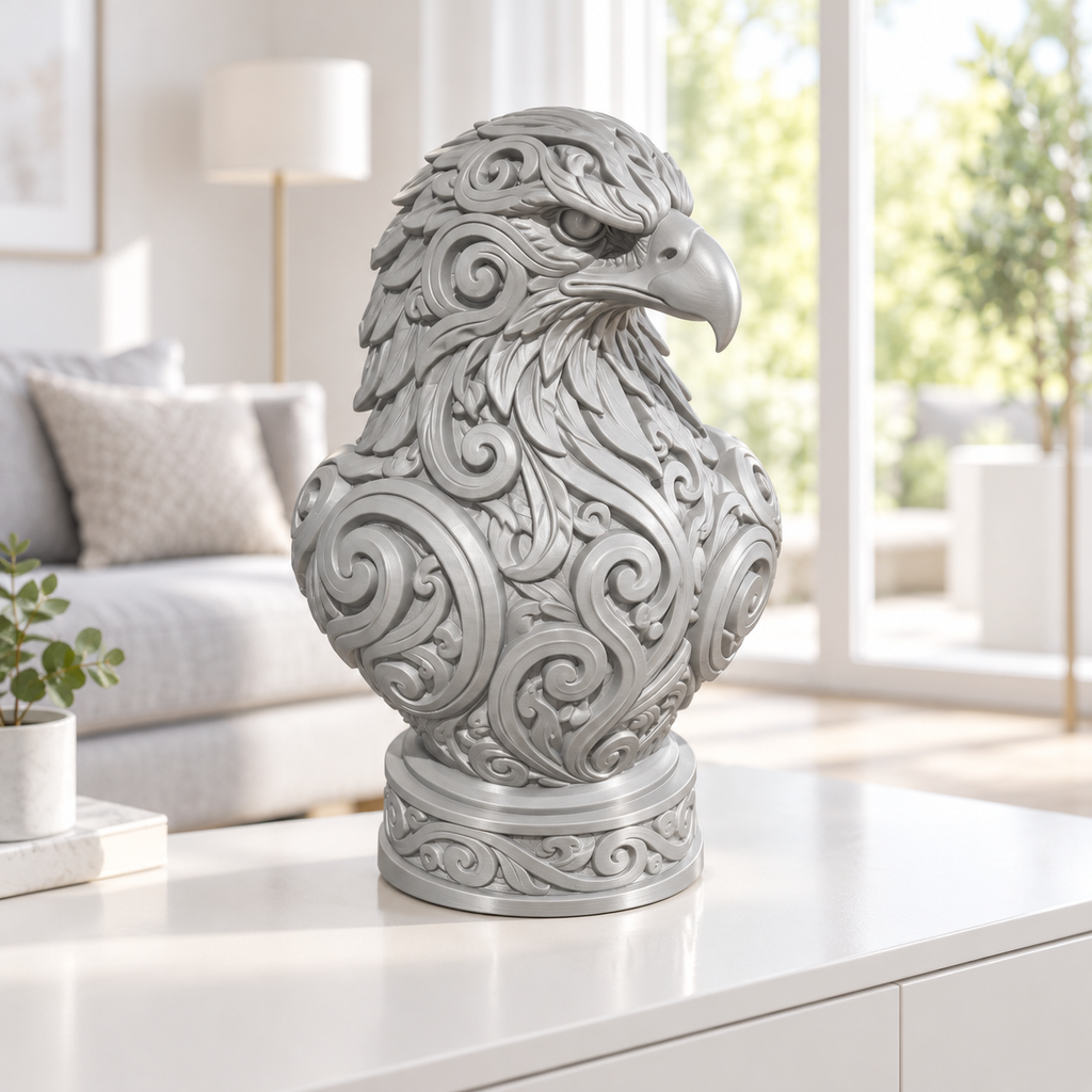 Adlerbüste Ornament - Silber gedruckt Wohnzimmer
