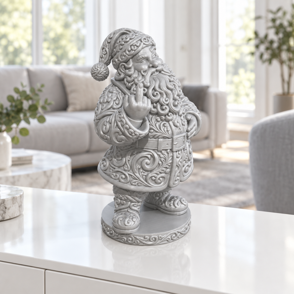 Frecher Weihnachtsmann Ornament - Silber gedruckt Wohnzimmer