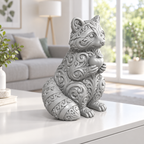 Waschbär mit Apfel Ornament - Silber gedruckt Wohnzimmer