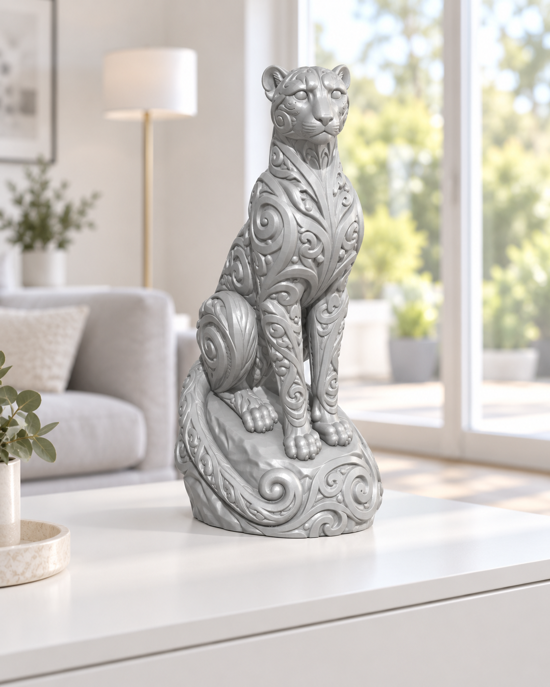 Gepard Ornament - Silber gedruckt Wohnzimmer