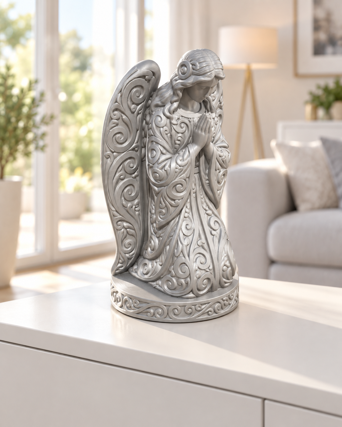 Betender Engel Ornament - Silber gedruckt Wohnzimmer