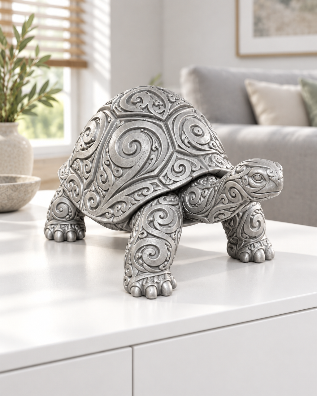 Schildkröte Ornament - Silber gedruckt Wohnzimmer