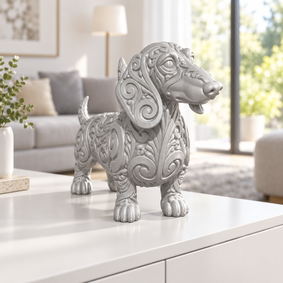 Dackel Ornament - Silber gedruckt Wohnzimmer