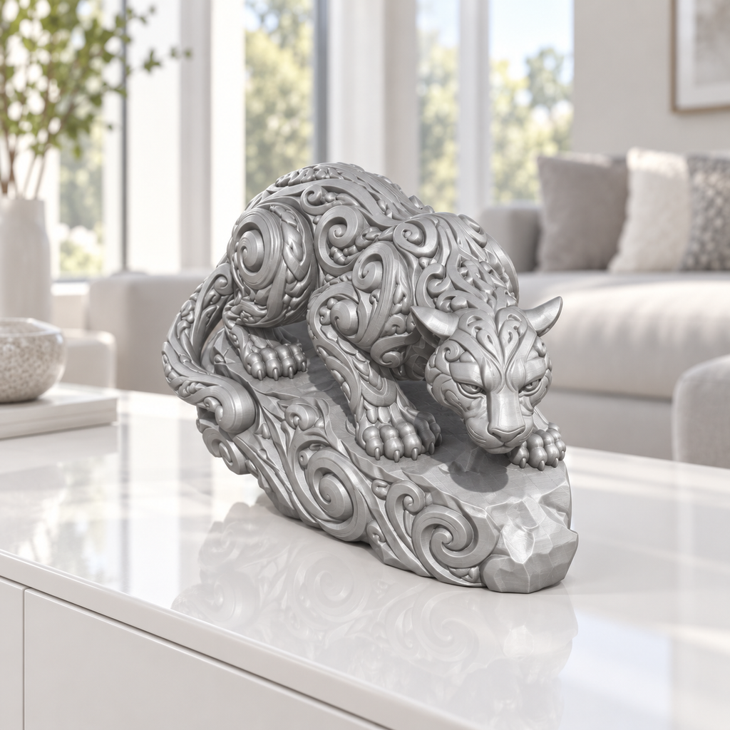 Sprungbereiter Puma Ornament - Silber gedruckt Wohnzimmer