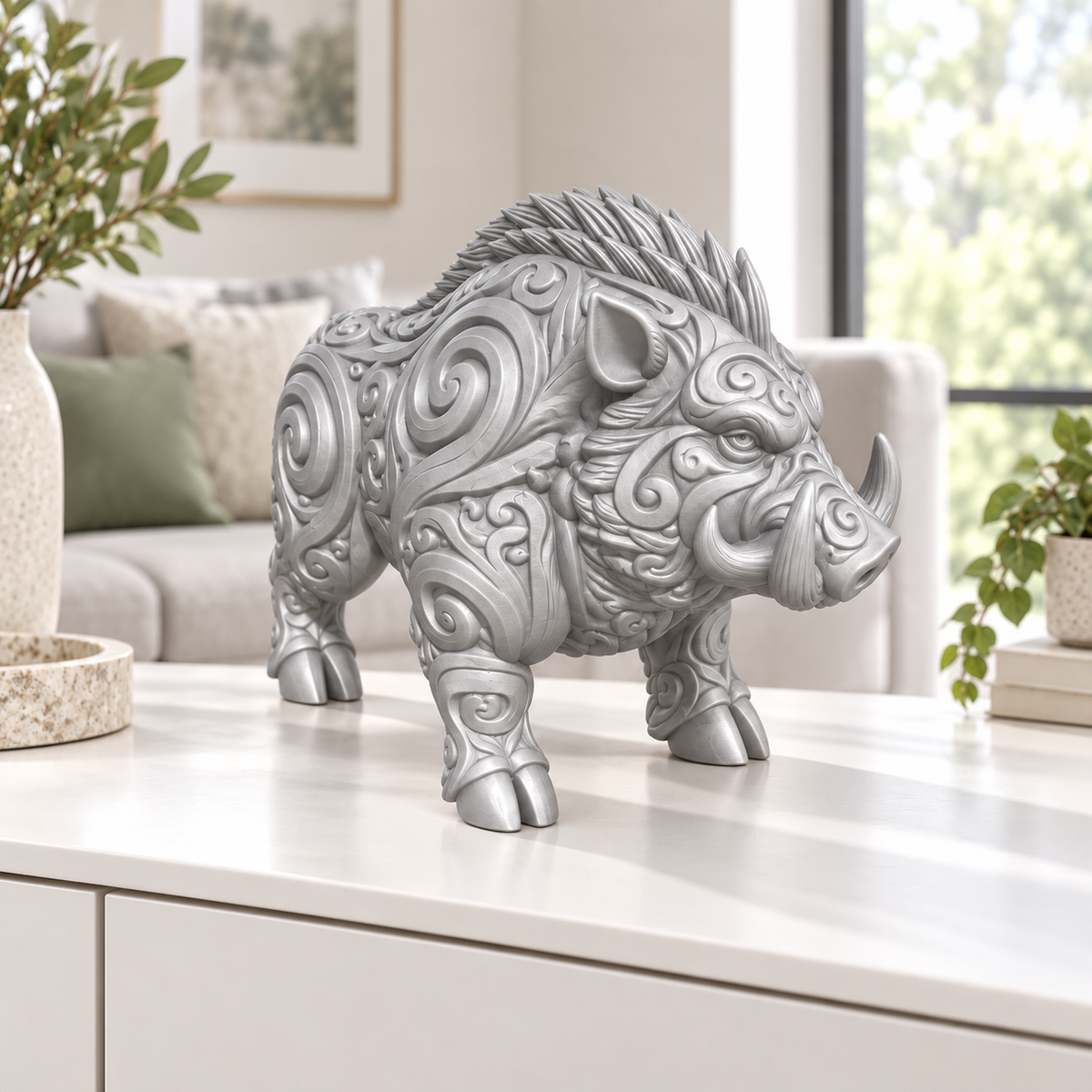 Keiler Ornament - Silber gedruckt Wohnzimmer