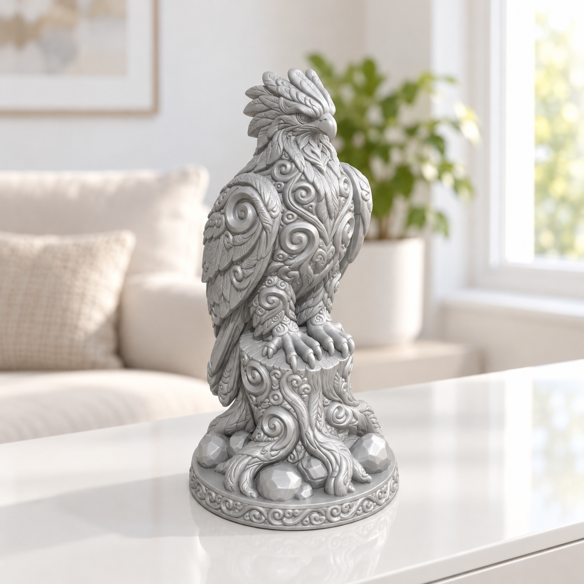 Harpyie auf Stamm Ornament - Silber gedruckt Wohnzimmer