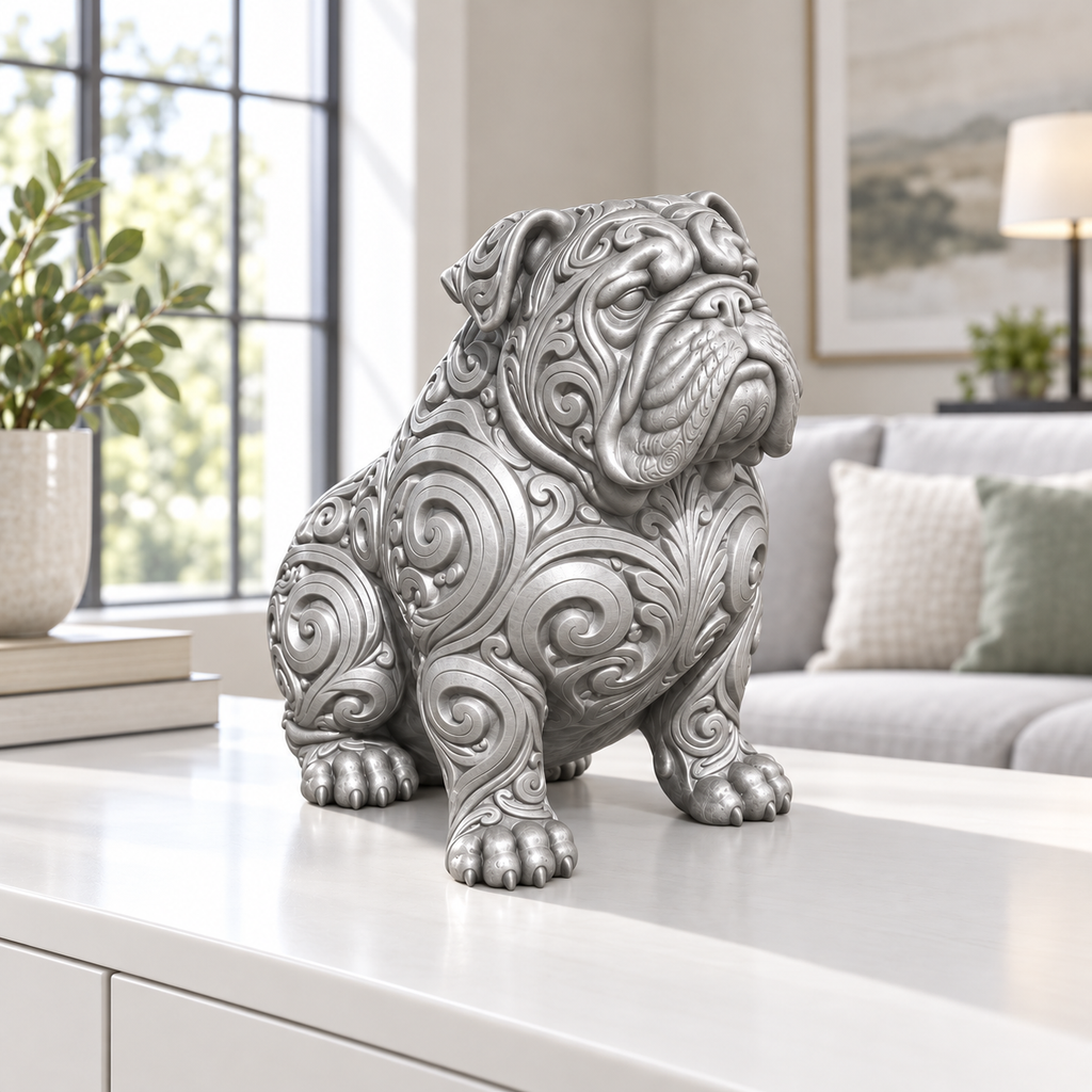 Bulldogge Ornament - Silber gedruckt Wohnzimmer