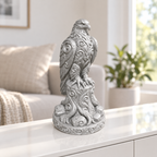 Habicht auf Stamm Ornament - Silber gedruckt Wohnzimmer