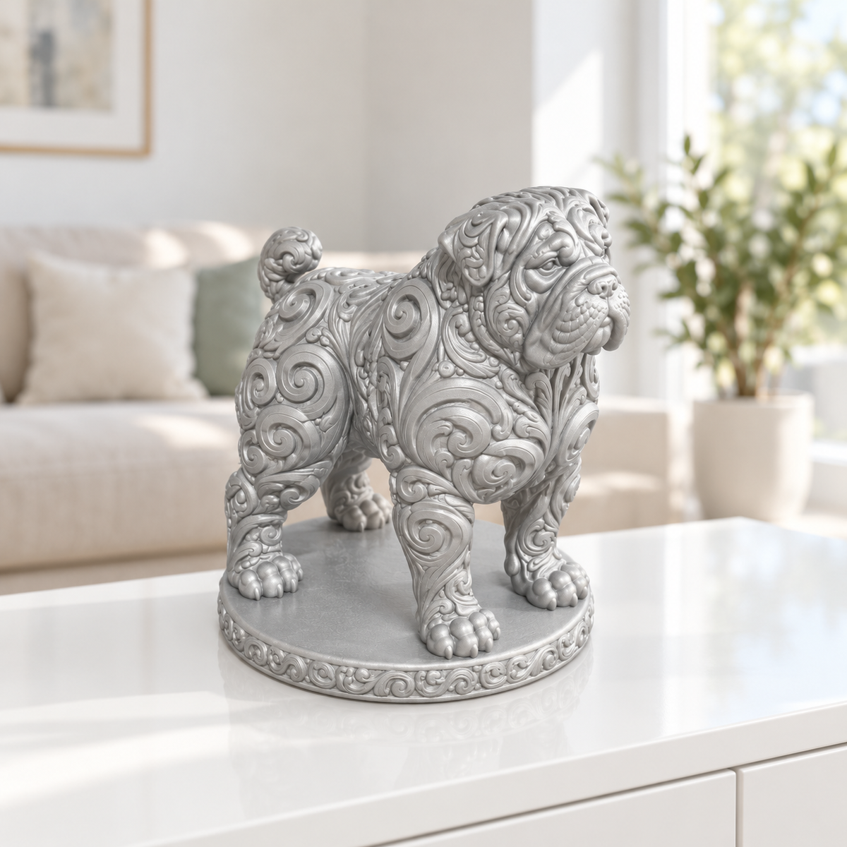Tosa Inu Ornament - Silber gedruckt Wohnzimmer