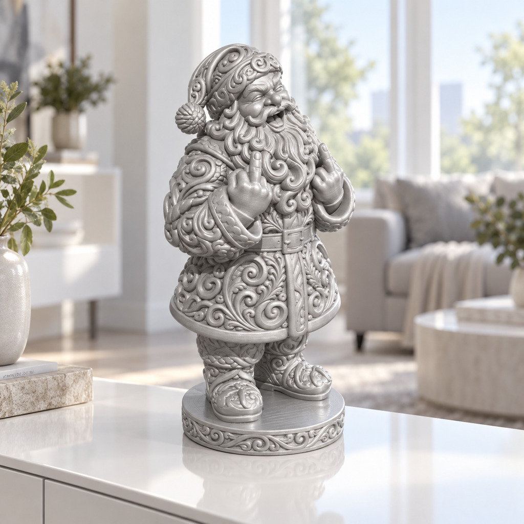 Santa mit Doppelfinger Ornament - Silber gedruckt Wohnzimmer