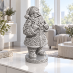 Santa mit Doppelfinger Ornament - Silber gedruckt Wohnzimmer