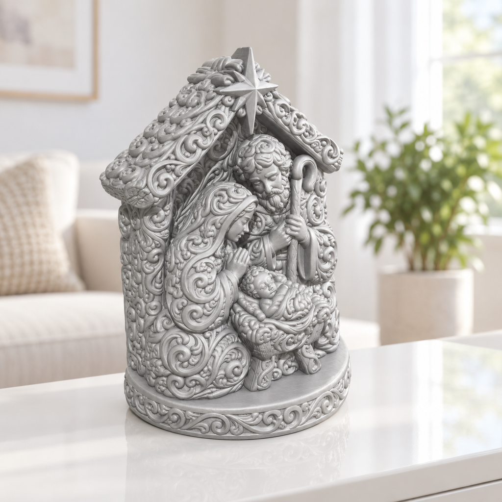 Krippe Ornament - Silber gedruckt Wohnzimmer