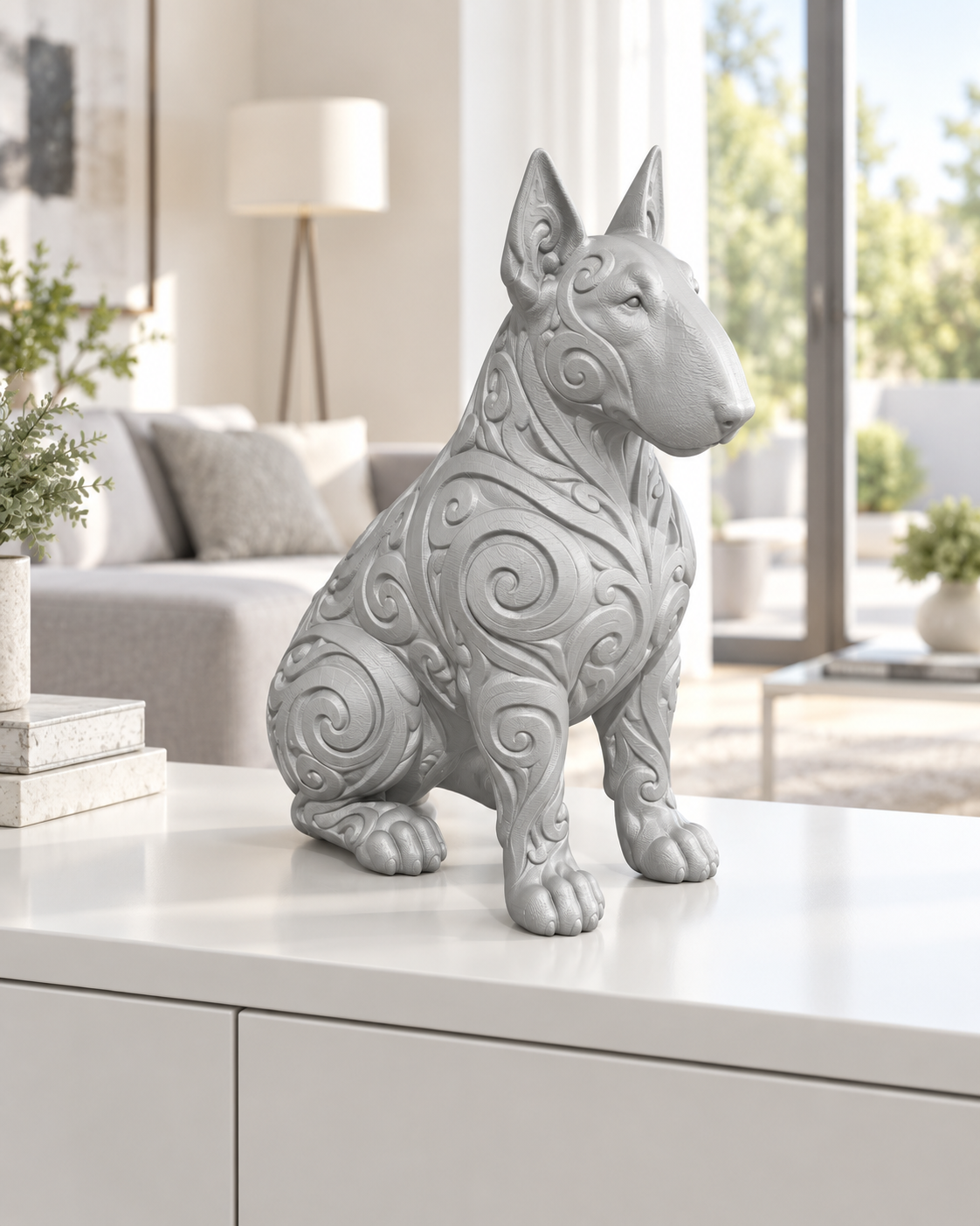 Bullterrier Ornament - Silber gedruckt Wohnzimmer