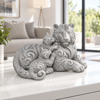 Tiger mit Jungen Ornament - Silber gedruckt Wohnzimmer