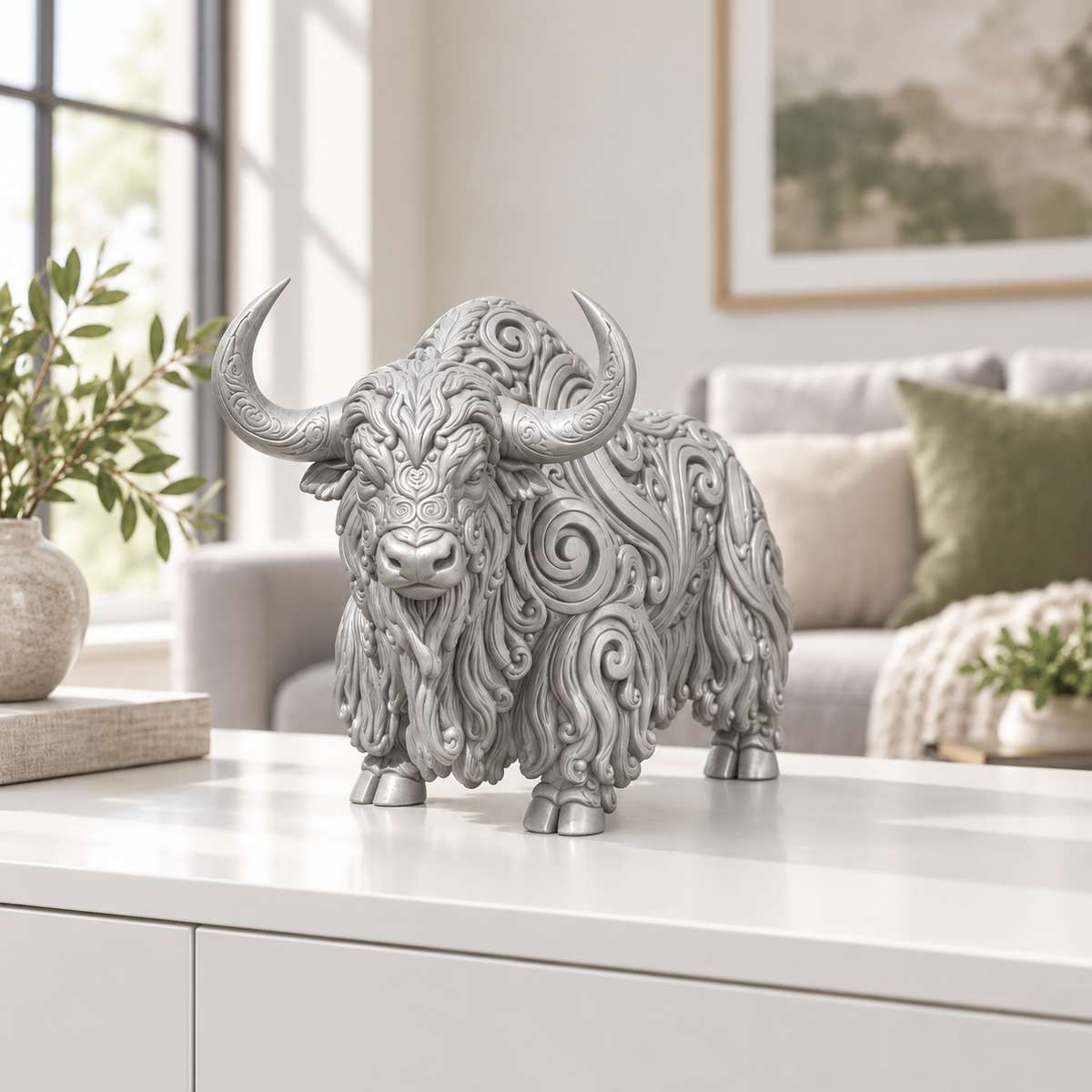 Yak Ornament - Silber gedruckt Wohnzimmer