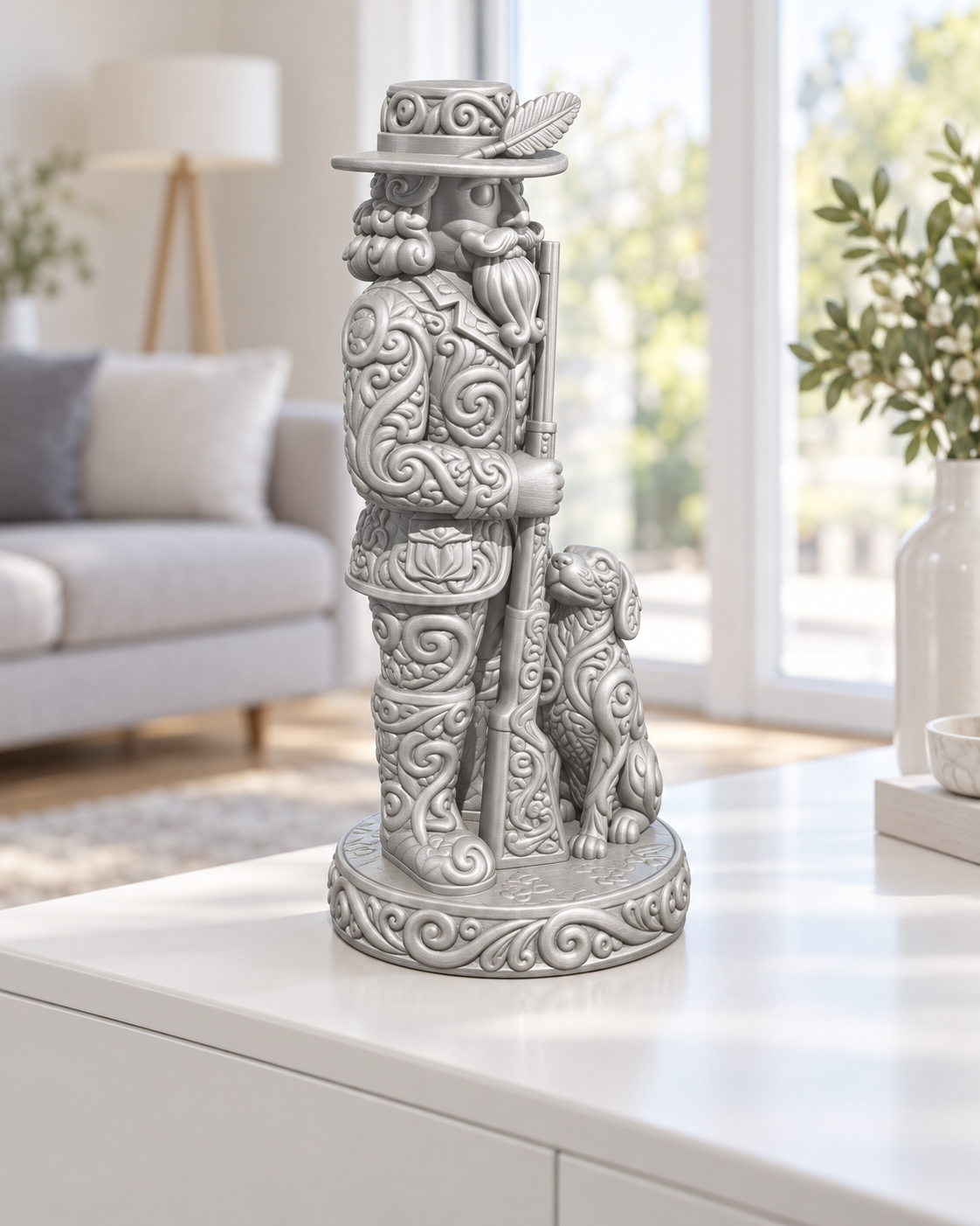 Nussknacker Jäger Ornament - Silber gedruckt Wohnzimmer